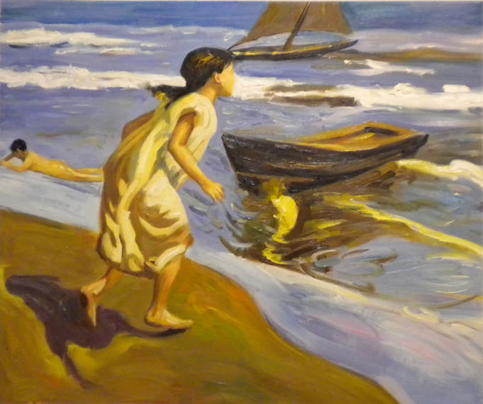 store falso d'autore M�dchen am Meer di Joaquin Sorolla